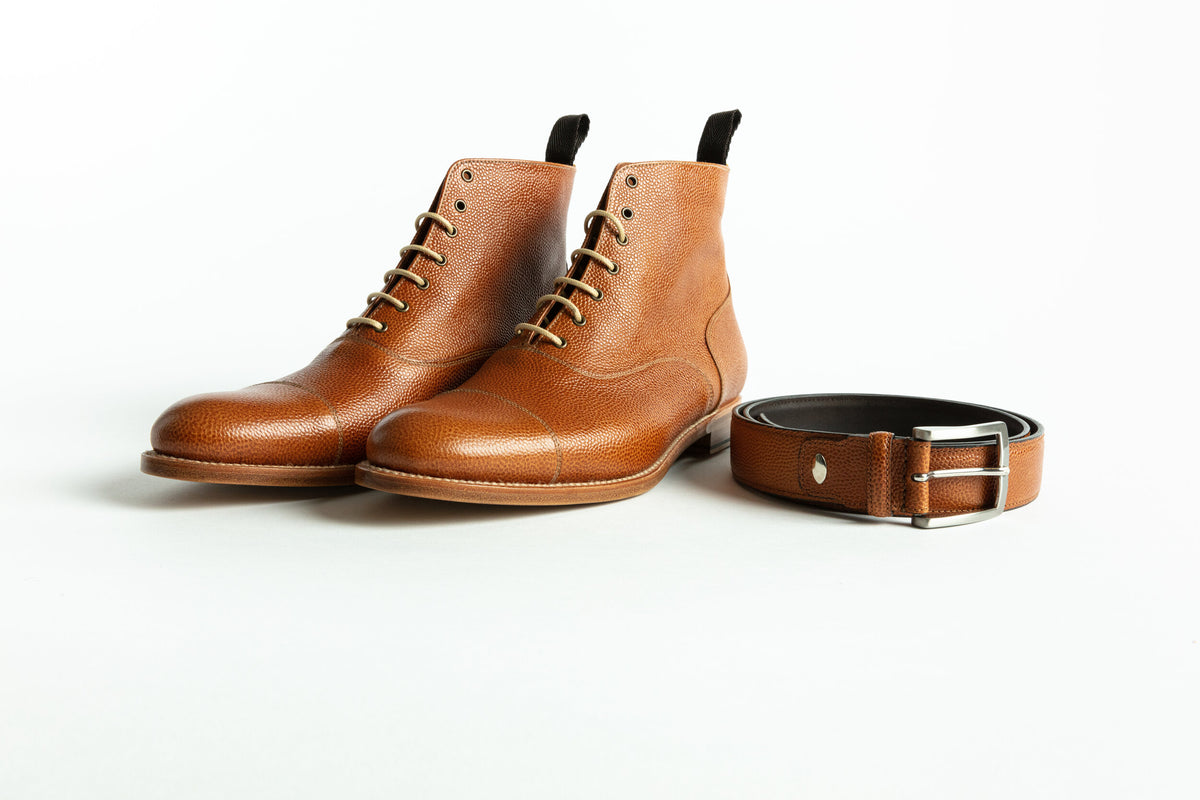 LEATHER Boots & Belt Buckle Belt Vintage Leather Combat Boots – MACH & MACH main image 3